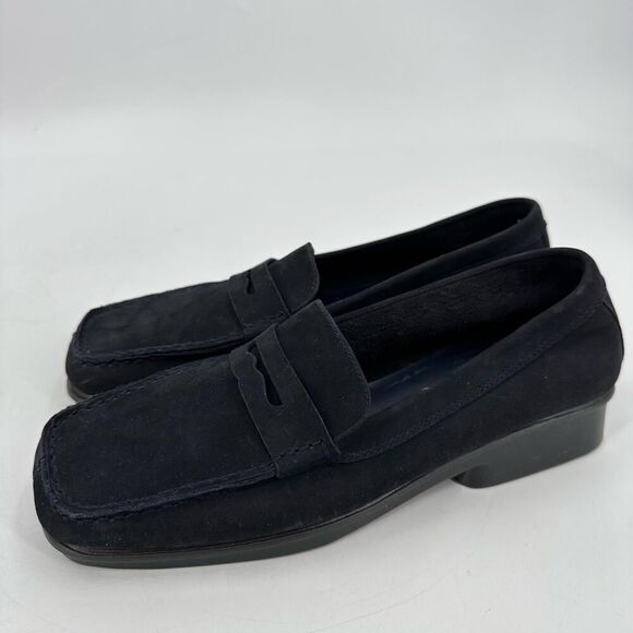 AEROSOLES Black Suede Loafers Flats Shoes Square Toe Womens Size 6 Med NWOT - Picture 3 of 9